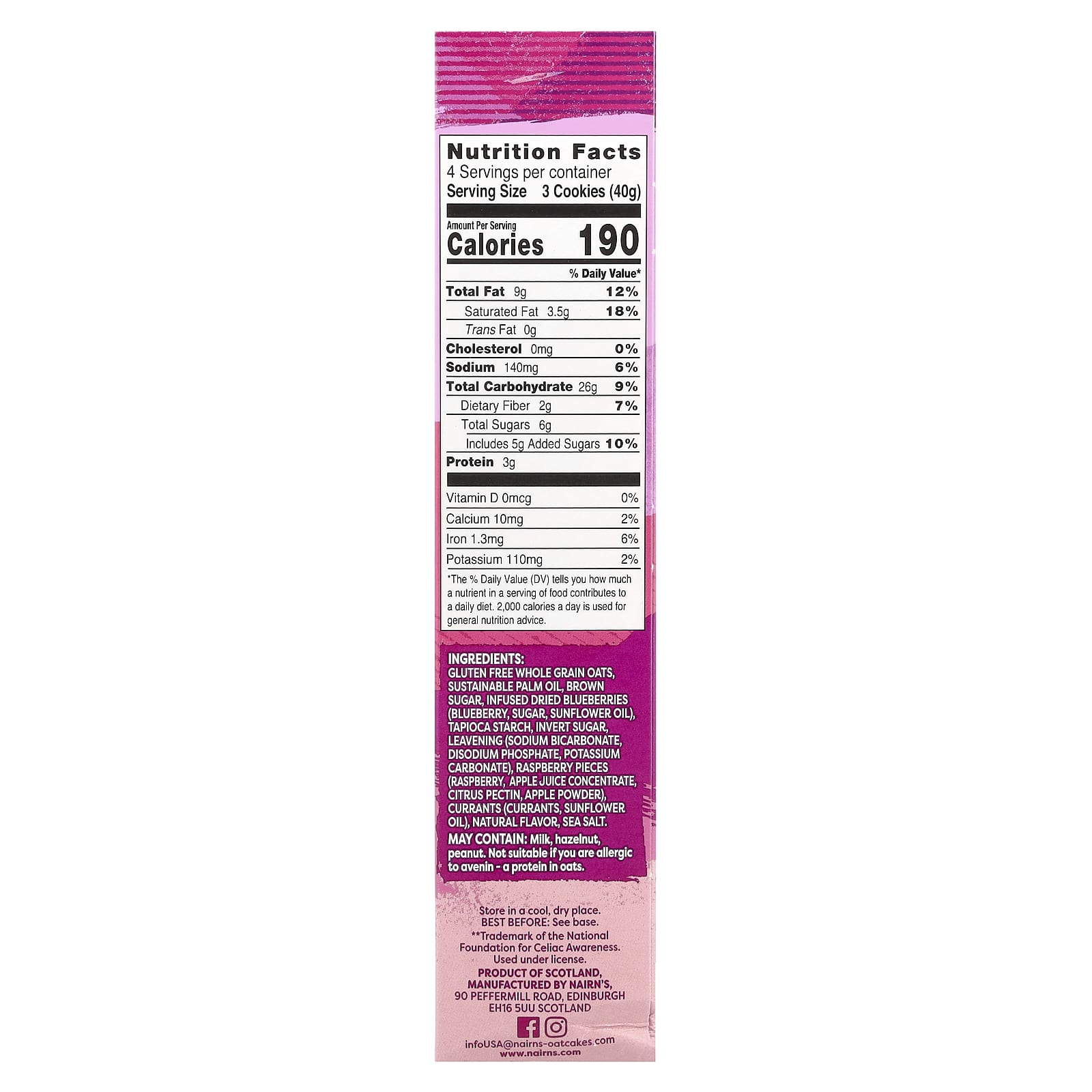 Nairn's, Breakfast Biscuits, Blueberry & Raspberry, 5.64 oz (160 g) - Image 2