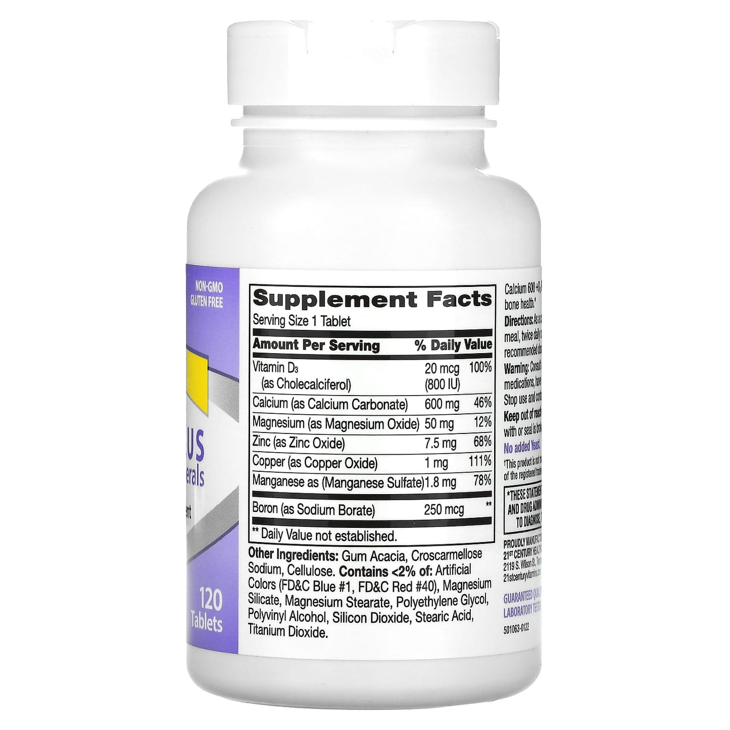 Boost Bone Health with 21st Century 600+D3 Plus Minerals, 120 Tablets - Image 2
