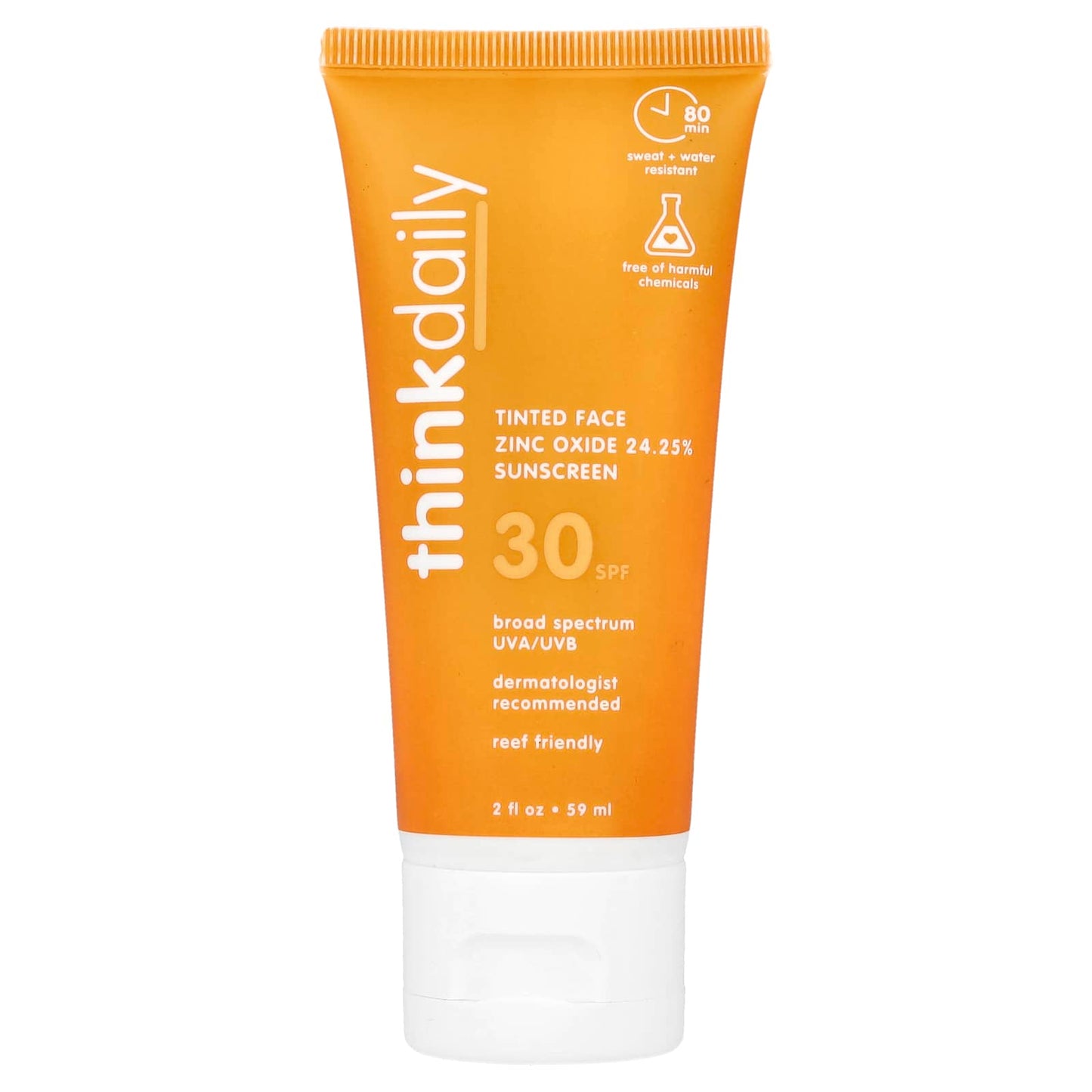 think, Thinkdaily, Tinted Face Zinc Oxide Sunscreen, SPF 30, 2 fl oz (59 ml) - Image 1