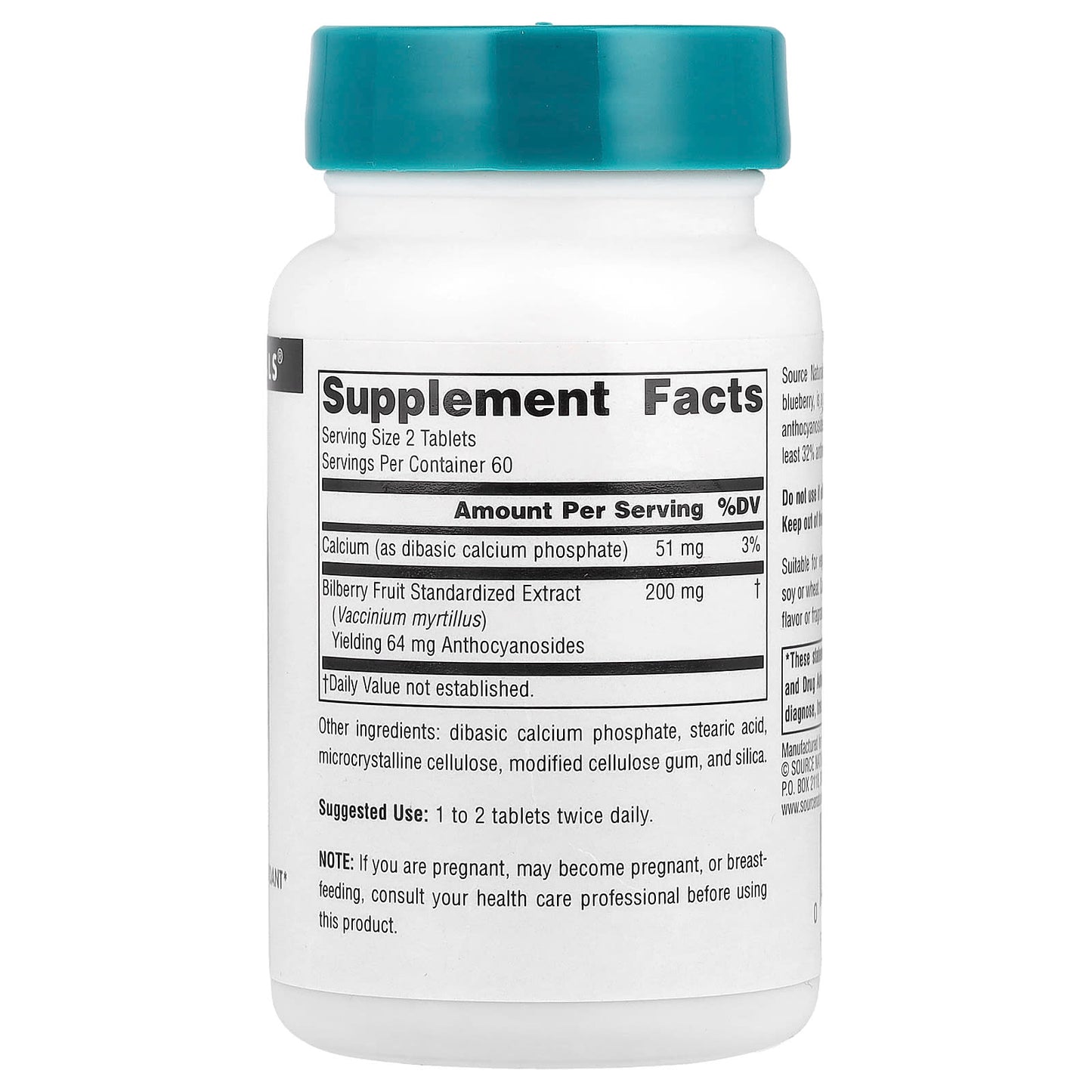 Source Naturals, Bilberry Extract, 100 mg, 120 Tablets - Image 2