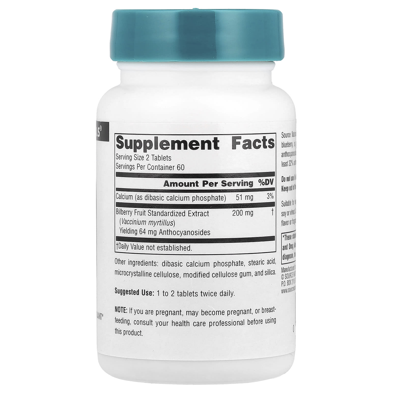 Source Naturals, Bilberry Extract, 100 mg, 120 Tablets - Image 2