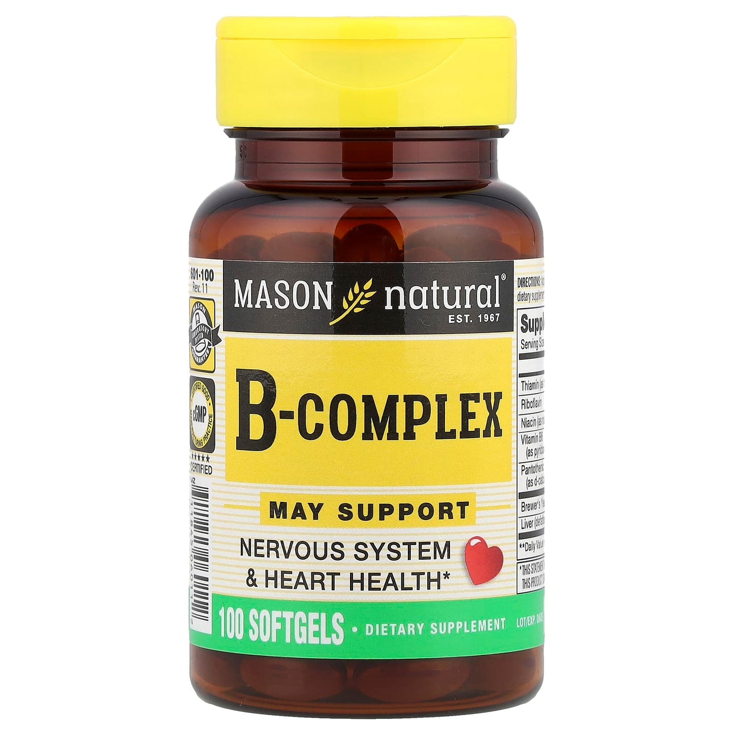 Mason Natural, B-Complex, 100 Softgels - Image 1