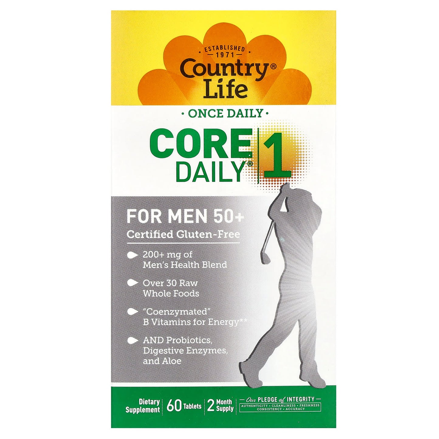 Country Life Core Daily-1 Multivitamin for Men 50+, 60 Tablets - Image 1