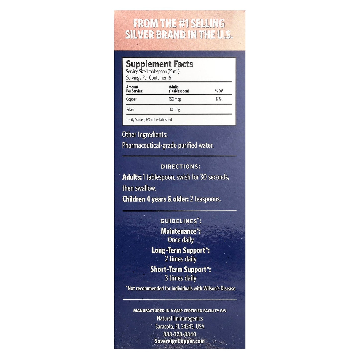 Sovereign Silver, Bio-Active Copper Hydrosol™, 10 PPM, 8 fl oz (236 ml) - Image 2