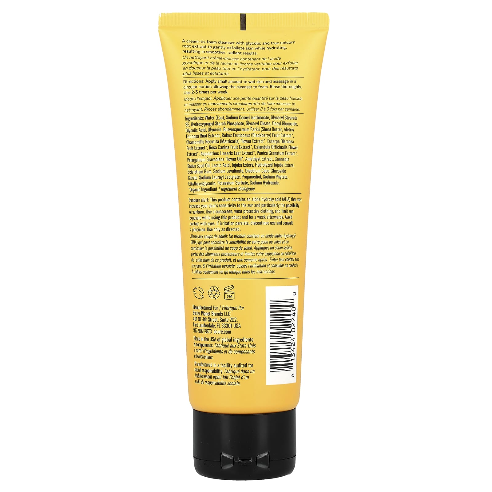 Resurface Smoother Skin with Acure 1% Glycolic & Unicorn Root Cleanser - Image 2