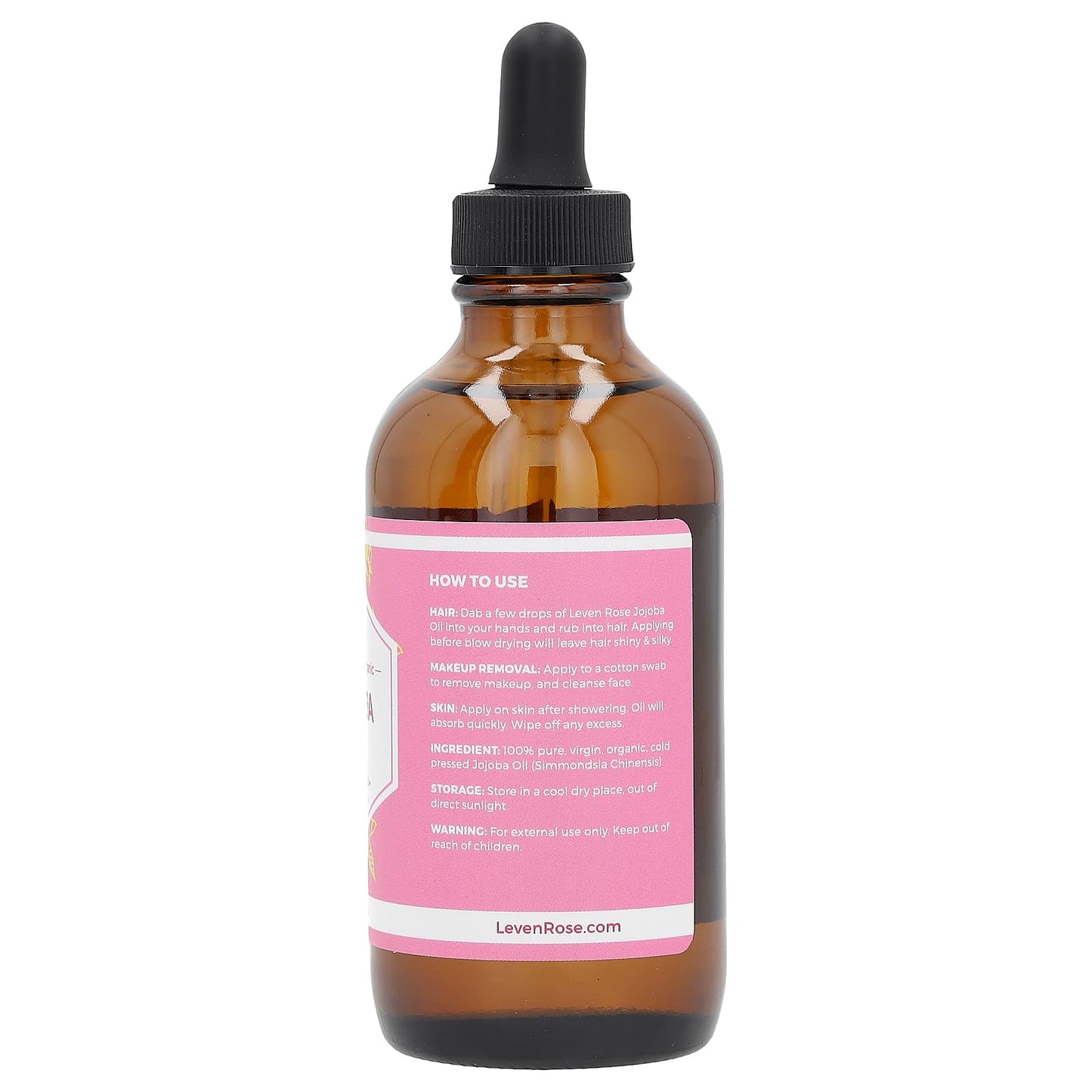 Leven Rose, 100% Pure & Organic Jojoba Oil, 4 fl oz (118 ml) - Image 2