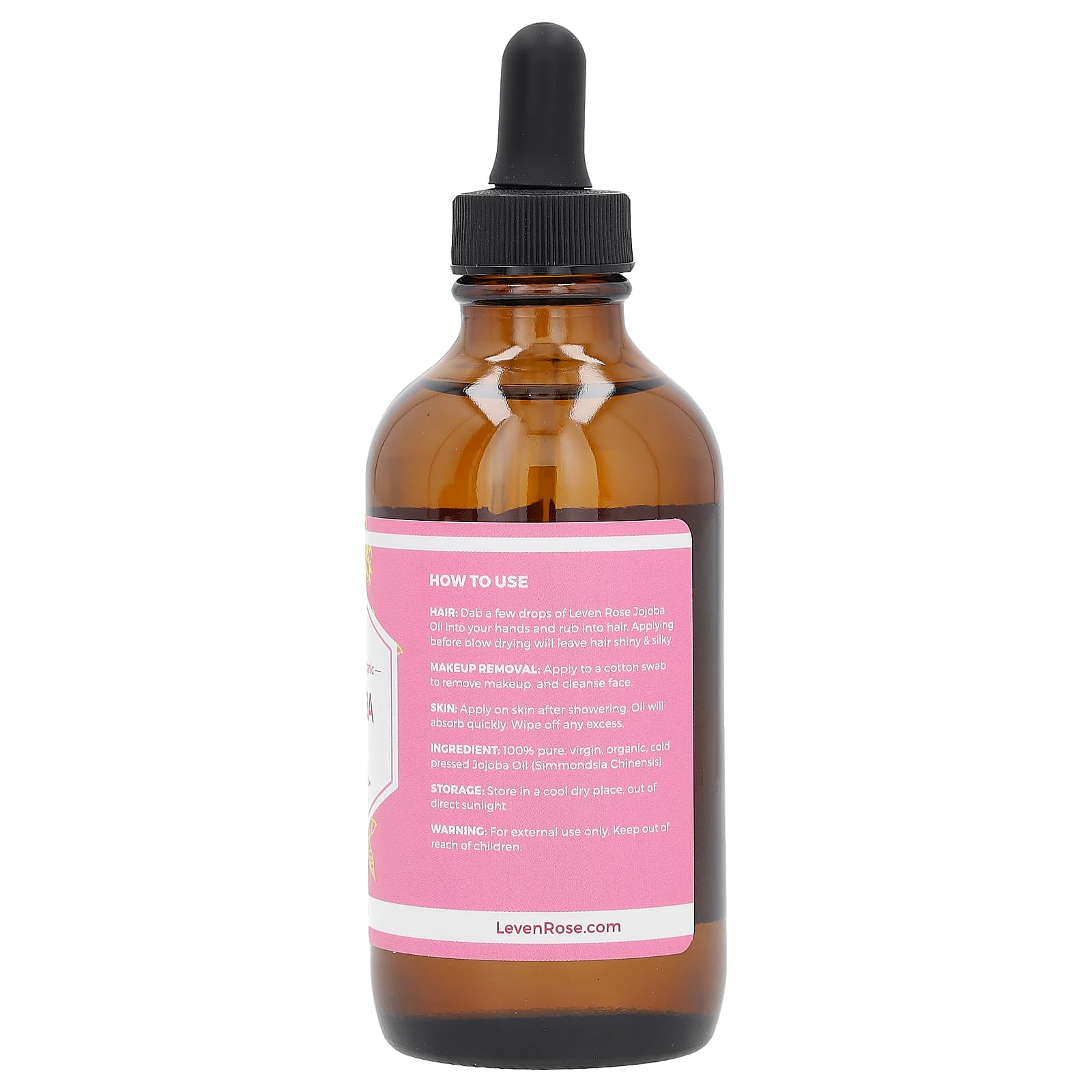Leven Rose, 100% Pure & Organic Jojoba Oil, 4 fl oz (118 ml) - Image 2
