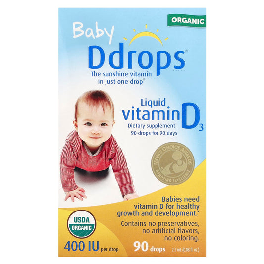 Ddrops Organic Liquid Vitamin D3 for Babies - 90 Drops (0.08 fl oz) - Image 1