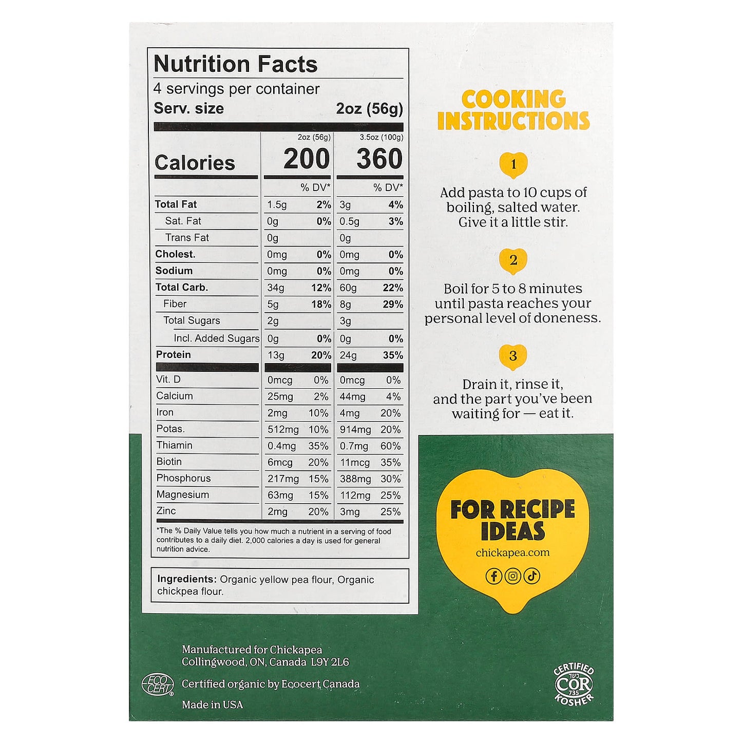 Delicious Organic Chickpea Pasta - High Protein & Gluten-Free - 8 oz - Image 2