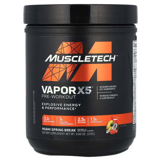 MuscleTech, VaporX5®, Pre-Workout, Miami Spring Break, 9.6 oz (272 g) - Image 1