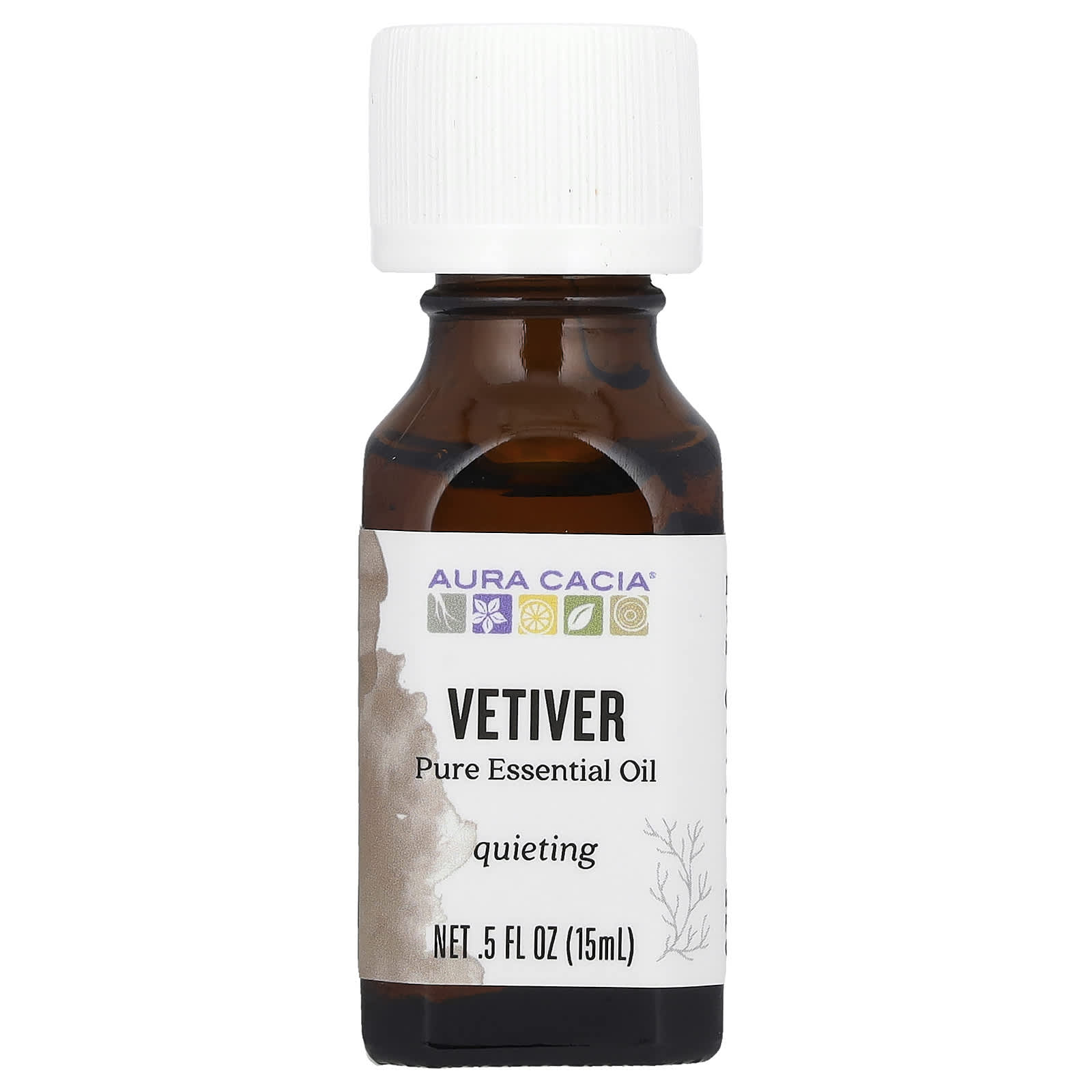 Aura Cacia Pure Vetiver Essential Oil for Relaxation and Calm (0.5 fl oz) - Image 1
