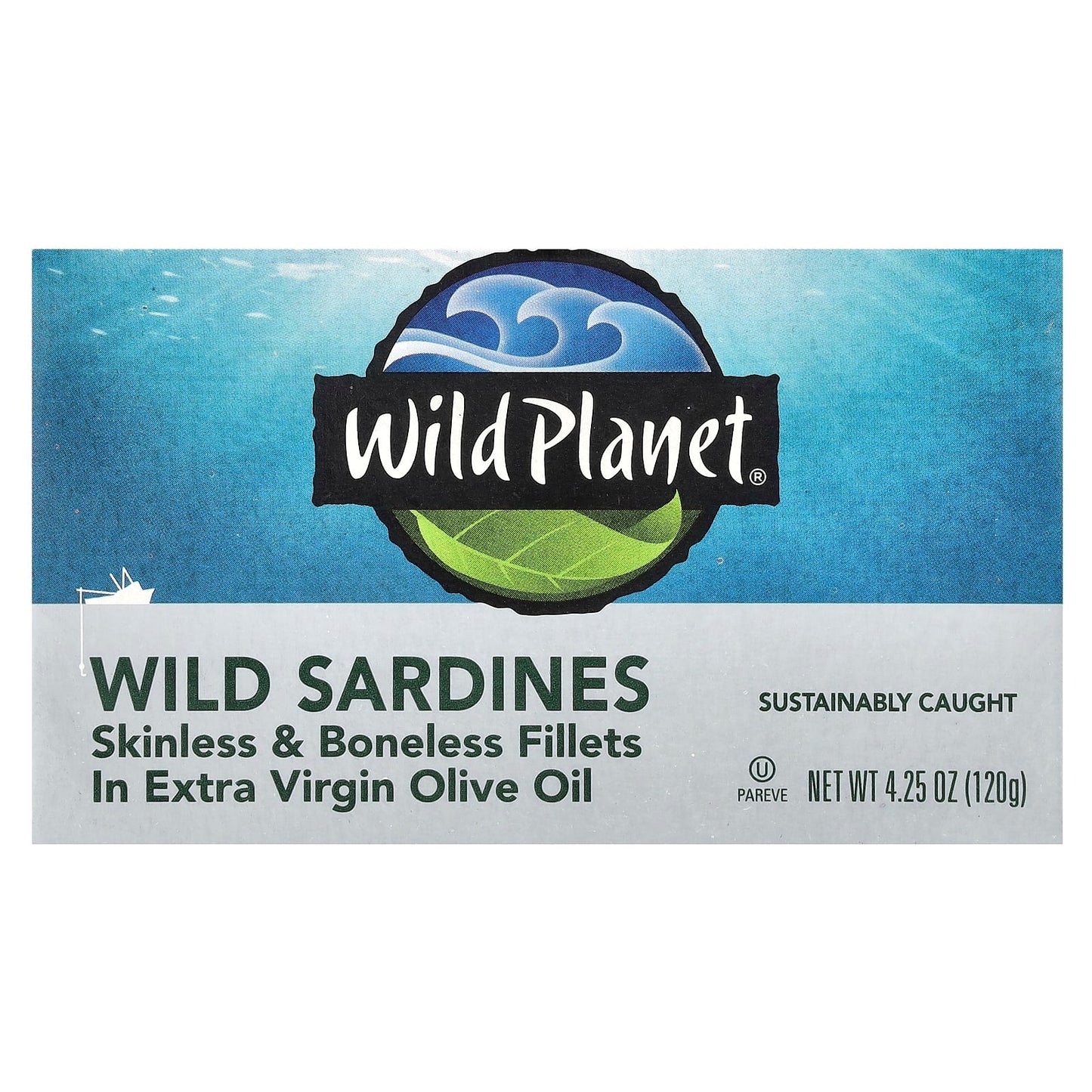 Wild Planet, Wild Sardines, Skinless & Boneless Fillets in Extra Virgin Olive Oil, 4.25 oz (120 g) - Image 1