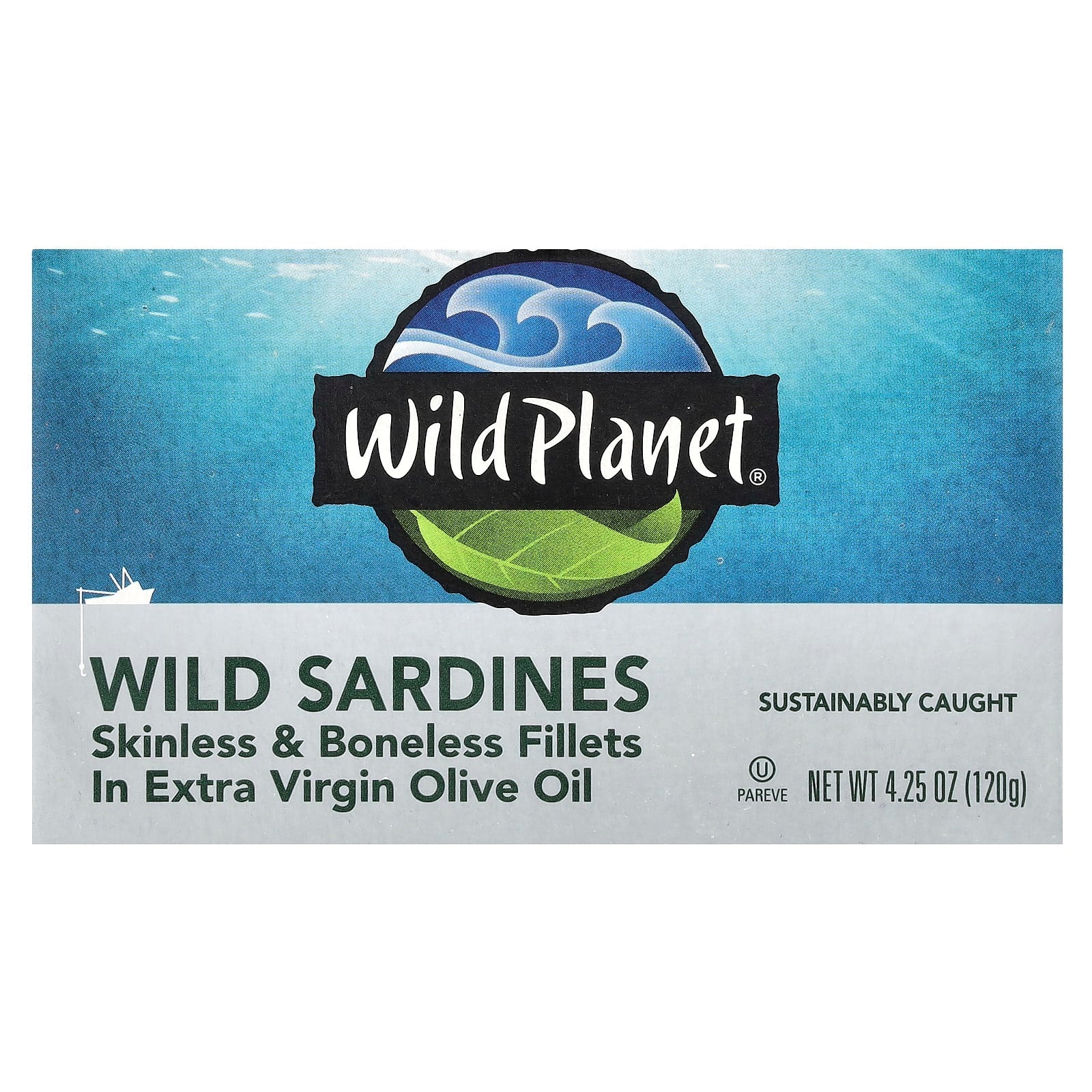 Wild Planet, Wild Sardines, Skinless & Boneless Fillets in Extra Virgin Olive Oil, 4.25 oz (120 g) - Image 1