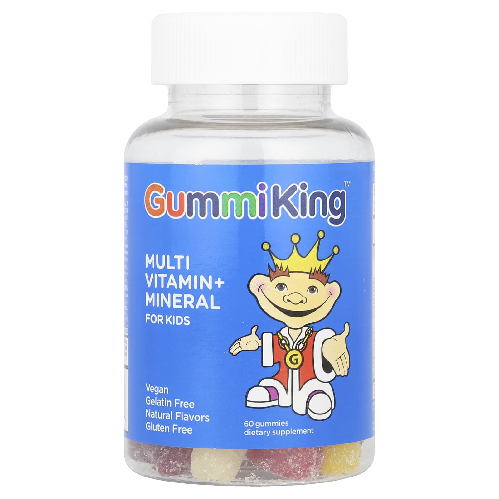 GummiKing, Multi Vitamin + Mineral Gummies for Kids, Strawberry, Orange, Lemon, Grape, Cherry and Grapefruit, 60 Gummies
