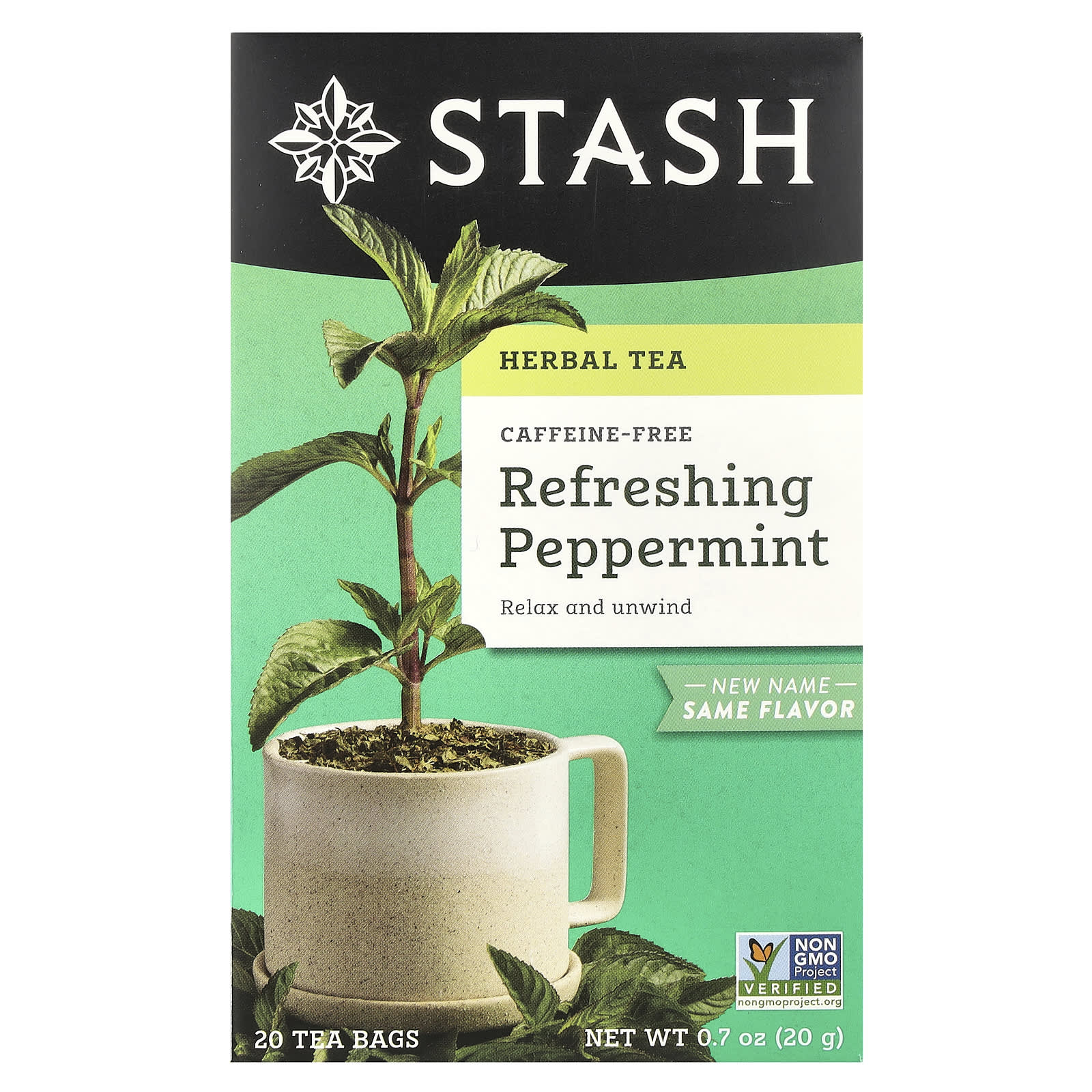 Stash Tea, Herbal Tea, Refreshing Peppermint, Caffeine Free, 20 Tea Bags, 0.7 oz (20 g) - Image 1