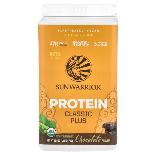Sunwarrior, Protein, Classic Plus, Chocolate, 1.65 lb (750 g) - Image 1