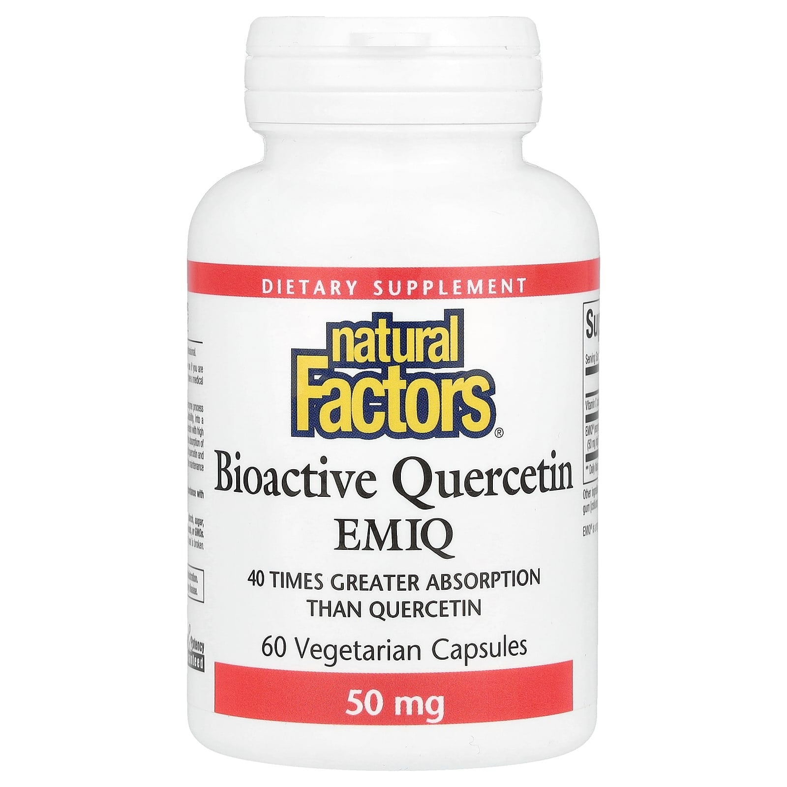 Natural Factors, Bioactive Quercetin EMIQ, 60 Vegetarian Capsules - Image 1