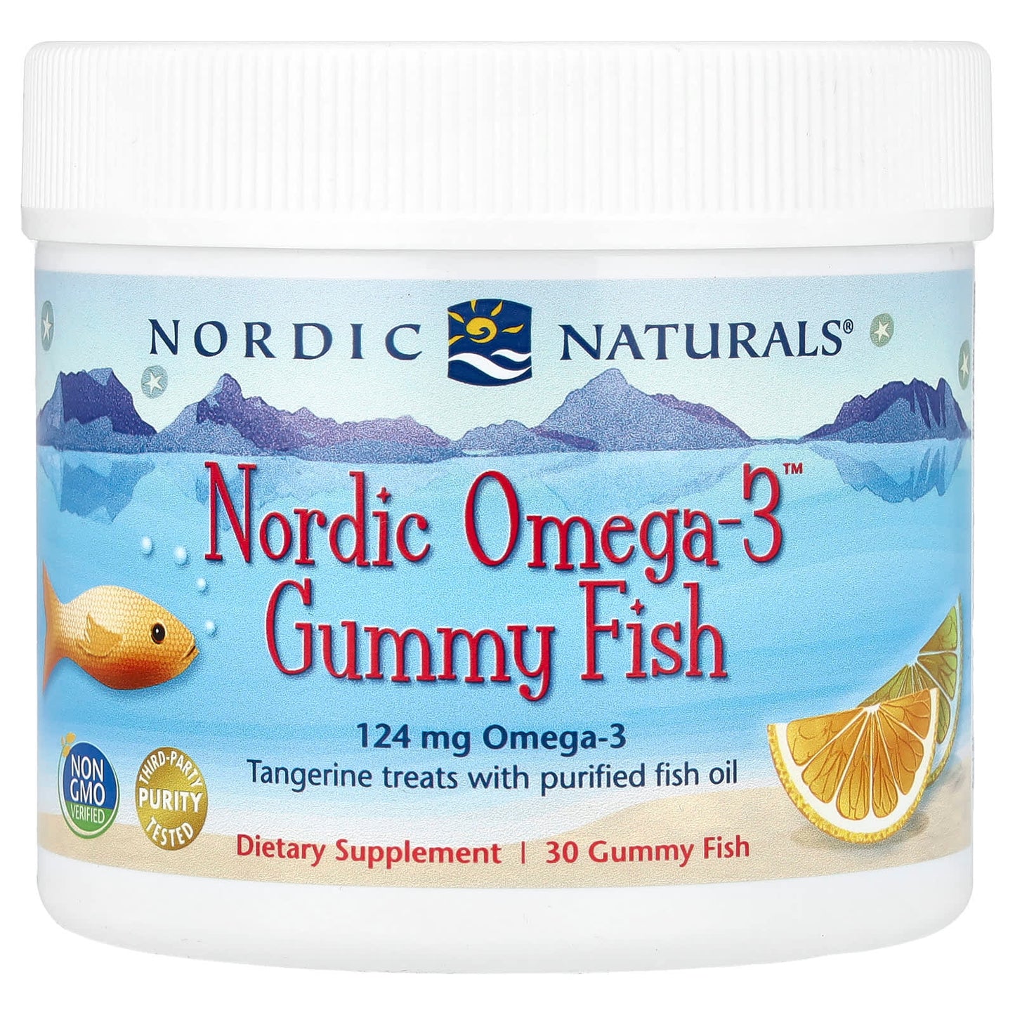 Nordic Naturals, Nordic Omega-3 Gummy Fish, Tangerine Treats, 124 mg, 30 Gummy Fish - Image 1
