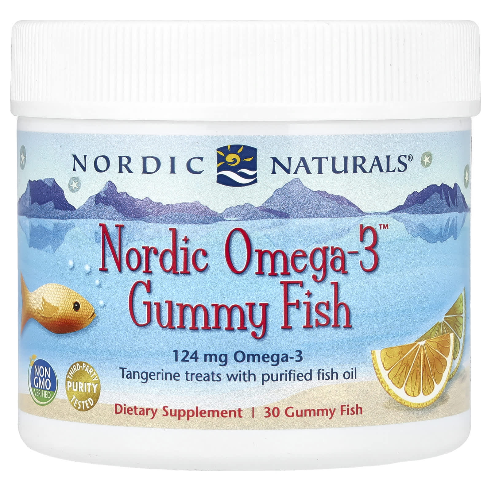 Nordic Naturals, Nordic Omega-3 Gummy Fish, Tangerine Treats, 124 mg, 30 Gummy Fish - Image 1
