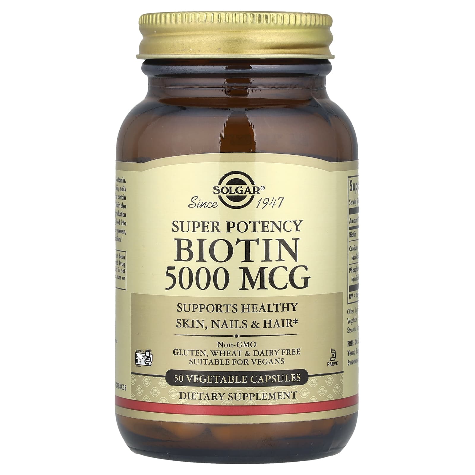 Solgar, Biotin, 50 Vegetable Capsules - Image 1