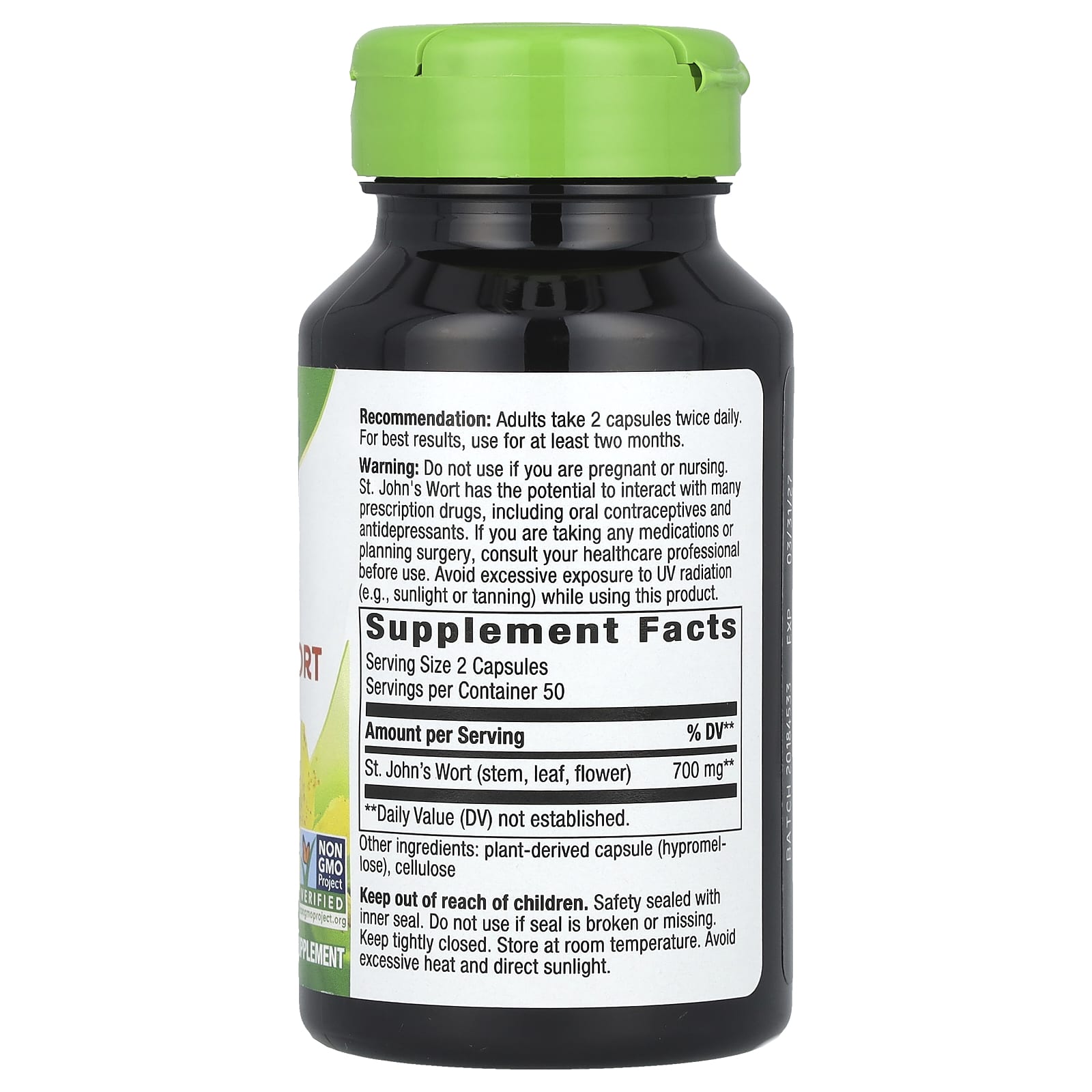 Nature's Way, St. John's Wort Herb, 700 mg, 100 Vegetarian Capsules (350 mg per Capsule) - Image 2