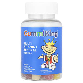 GummiKing, Multi Vitamin + Mineral Gummies for Kids, Strawberry, Orange, Lemon, 
