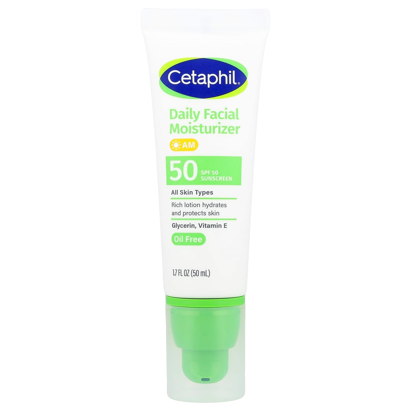 Cetaphil Daily Moisturizer with SPF 50, Fragrance Free, Hydrates and Protects Skin - Image 1