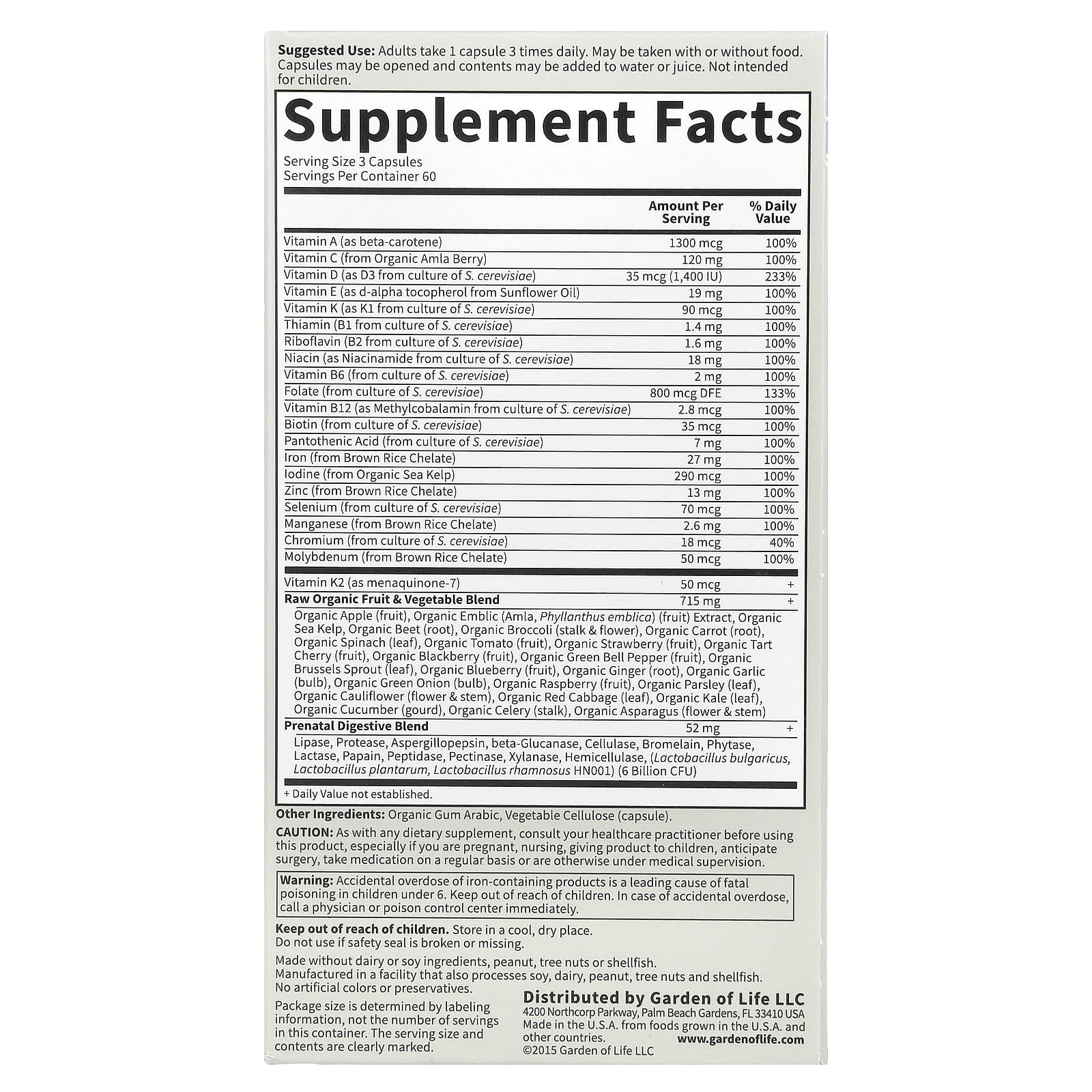 Garden of Life RAW Prenatal Vitamin Code for Mom & Baby - Image 2
