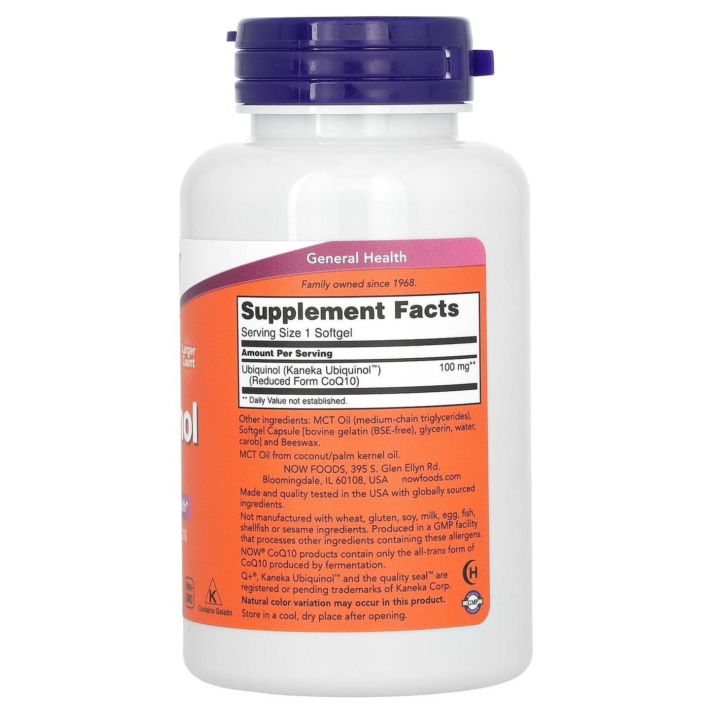 NOW Foods, Ubiquinol, 100 mg, 120 Softgels - Image 2