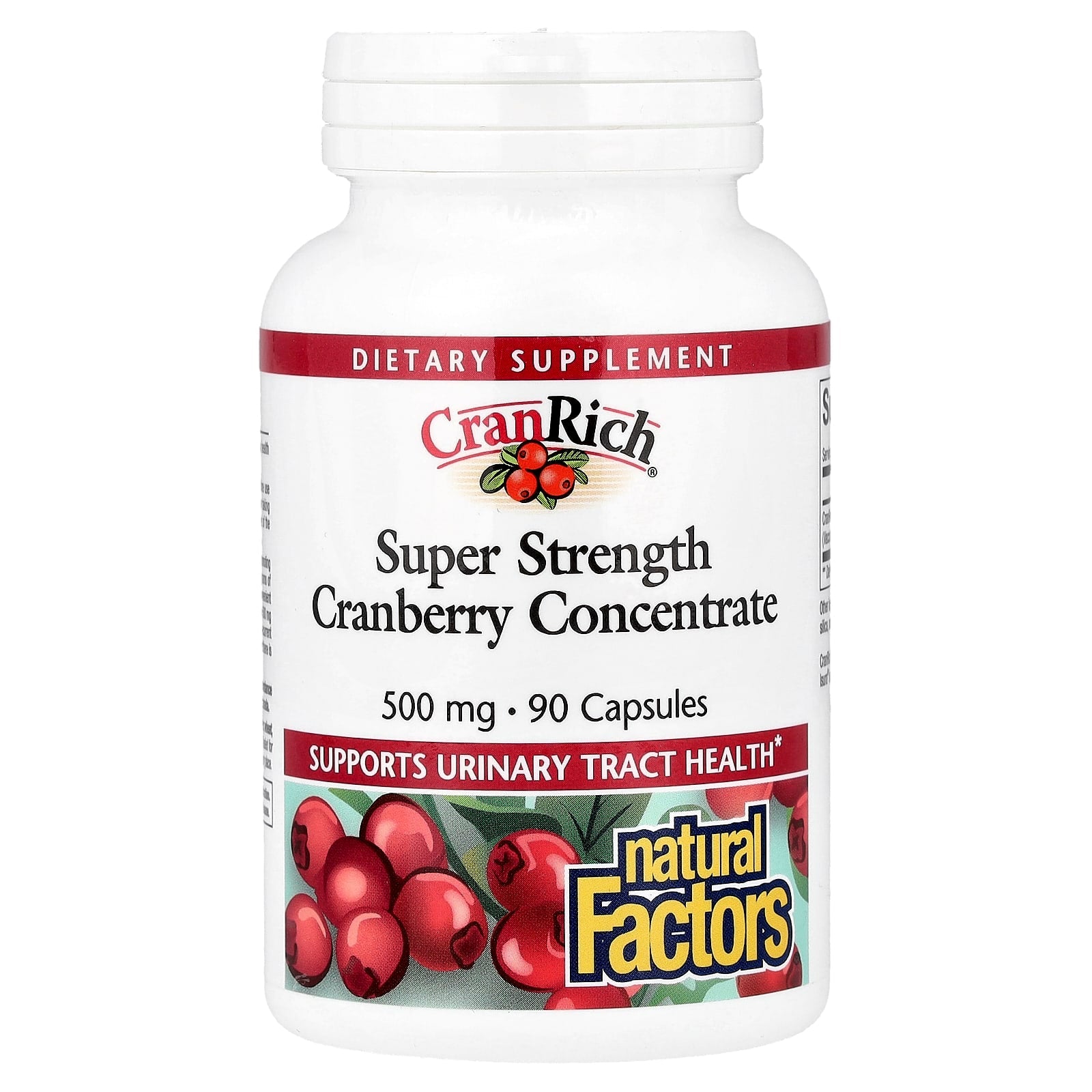 Natural Factors, CranRich®, Cranberry Concentrate, Super Strength, 500 mg, 90 Capsules - Image 1