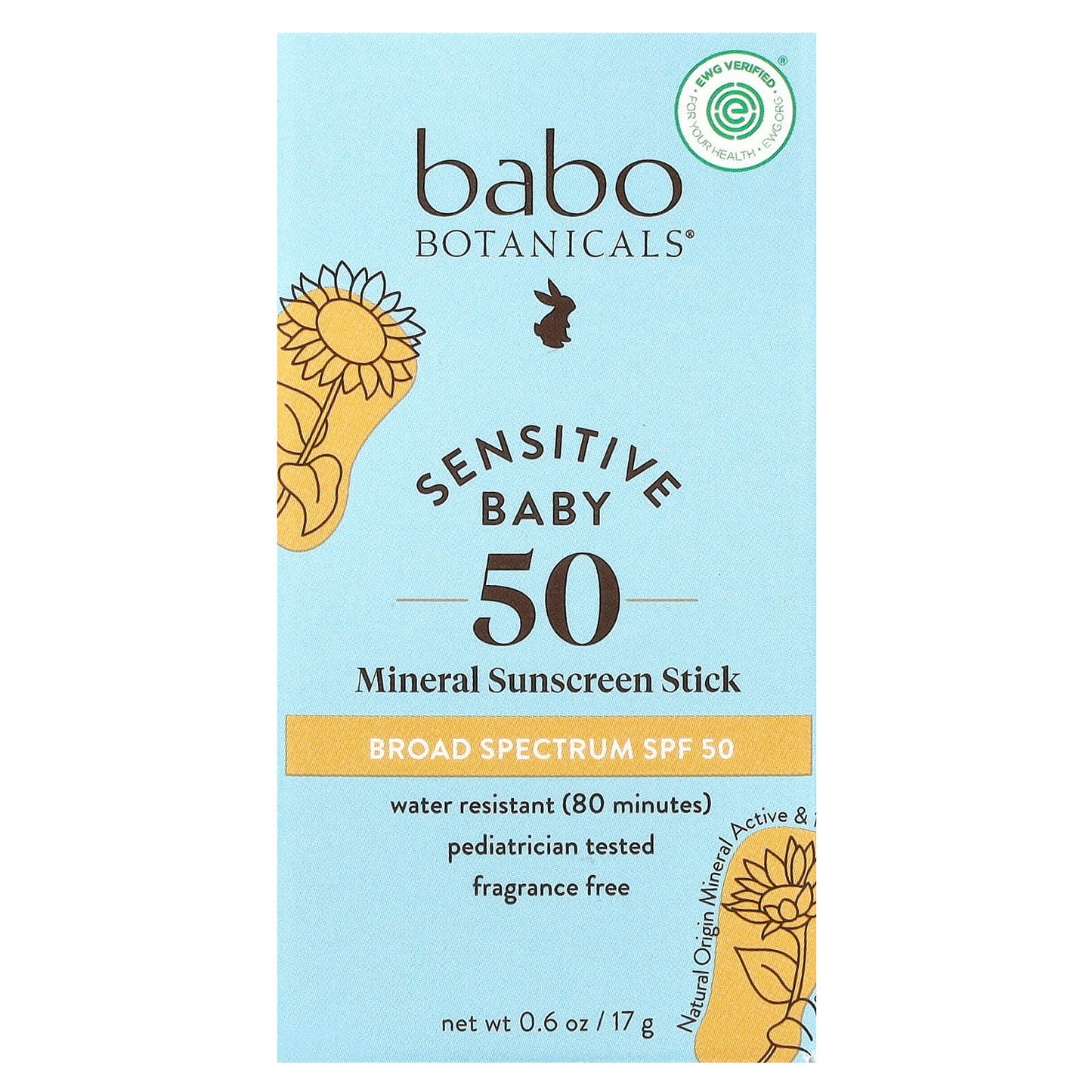 Babo Botanicals Fragrance-Free Mineral Sunscreen Stick SPF 50 for Sensitive Skin - Image 2