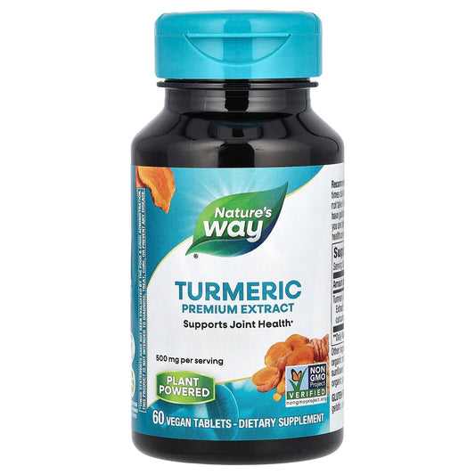 Nature's Way, Turmeric, Premium Extract, 500 mg, 60 Vegan Tablets - Image 1
