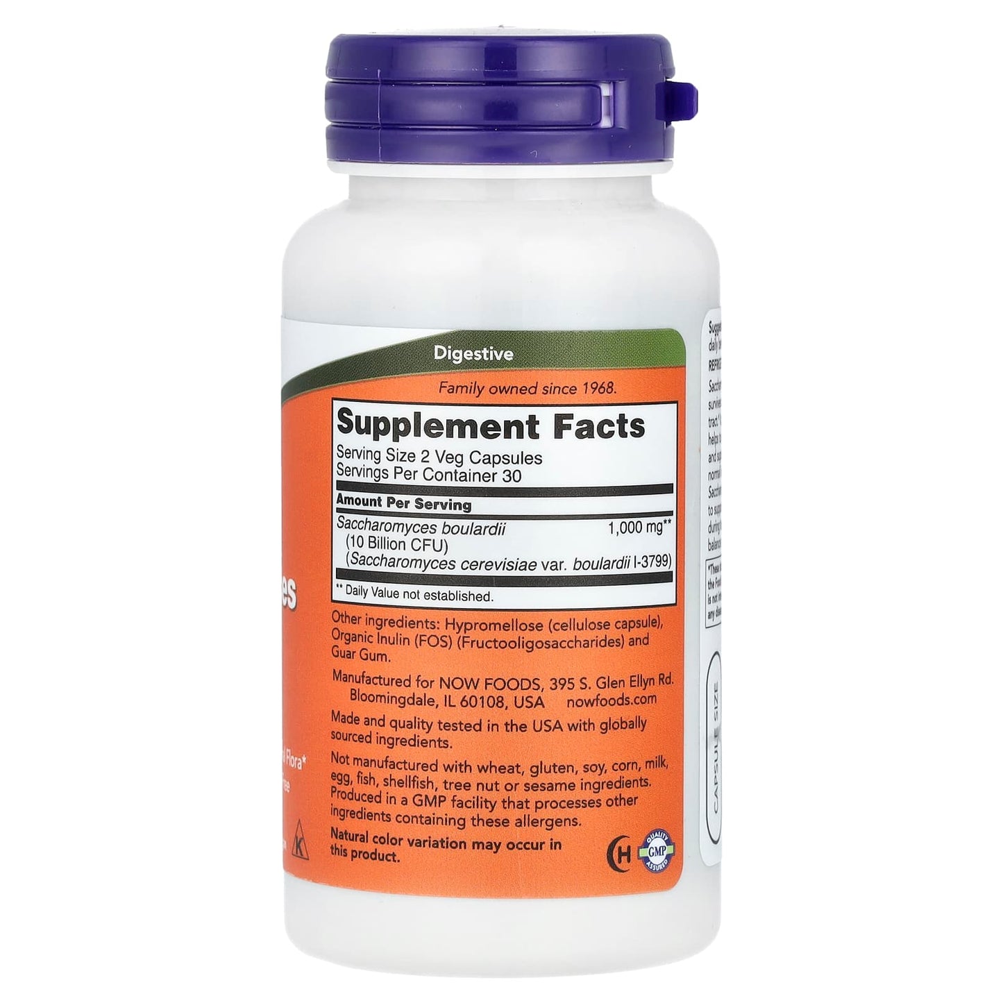 NOW Foods, Saccharomyces Boulardii, Probiotic , 5 Billion CFU, 60 Veg Capsules - Image 2