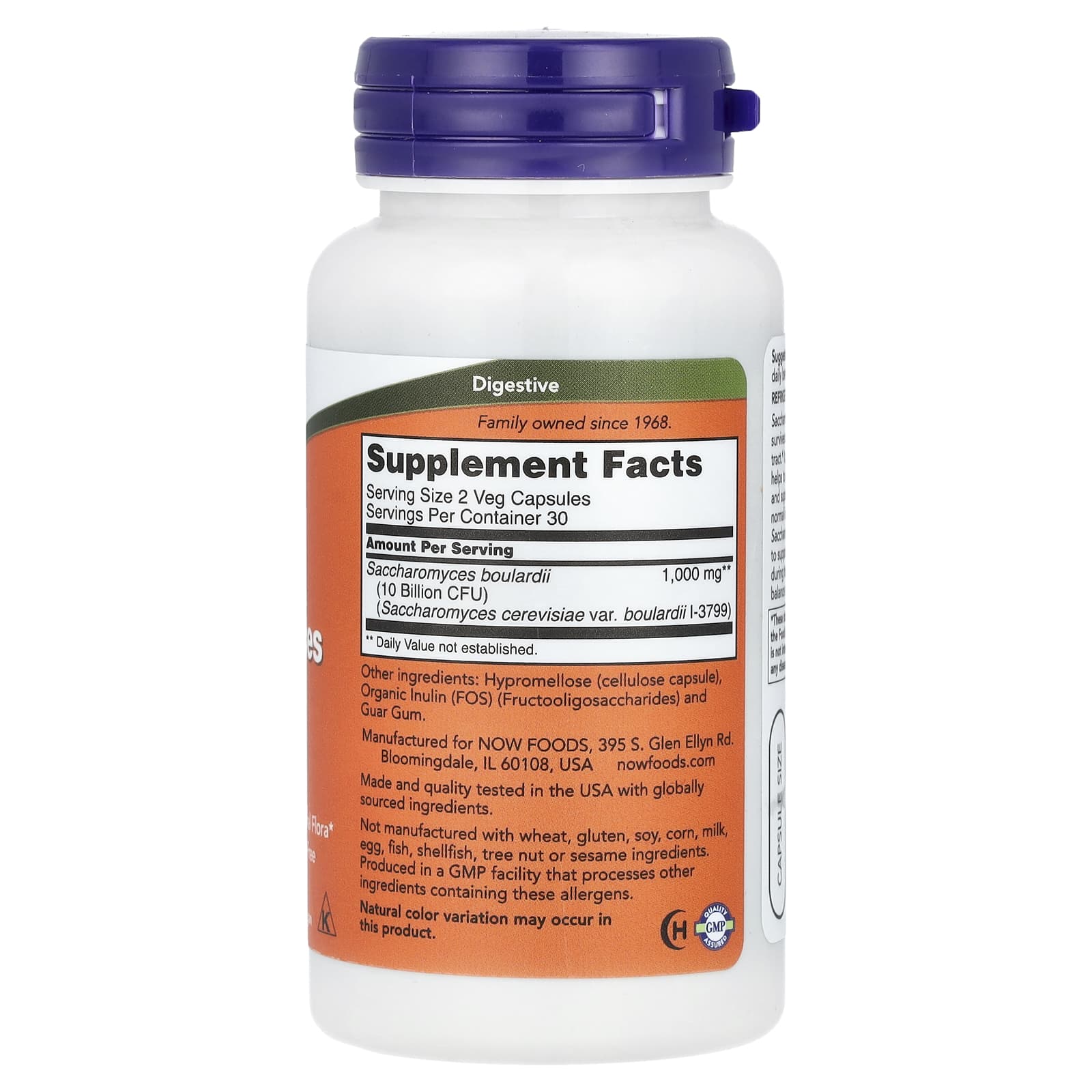 NOW Foods, Saccharomyces Boulardii, Probiotic , 5 Billion CFU, 60 Veg Capsules - Image 2