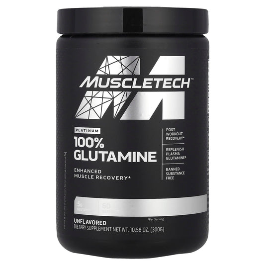 MuscleTech, Platinum 100% Glutamine, Unflavored, 10.58 oz (300 g) - Image 1