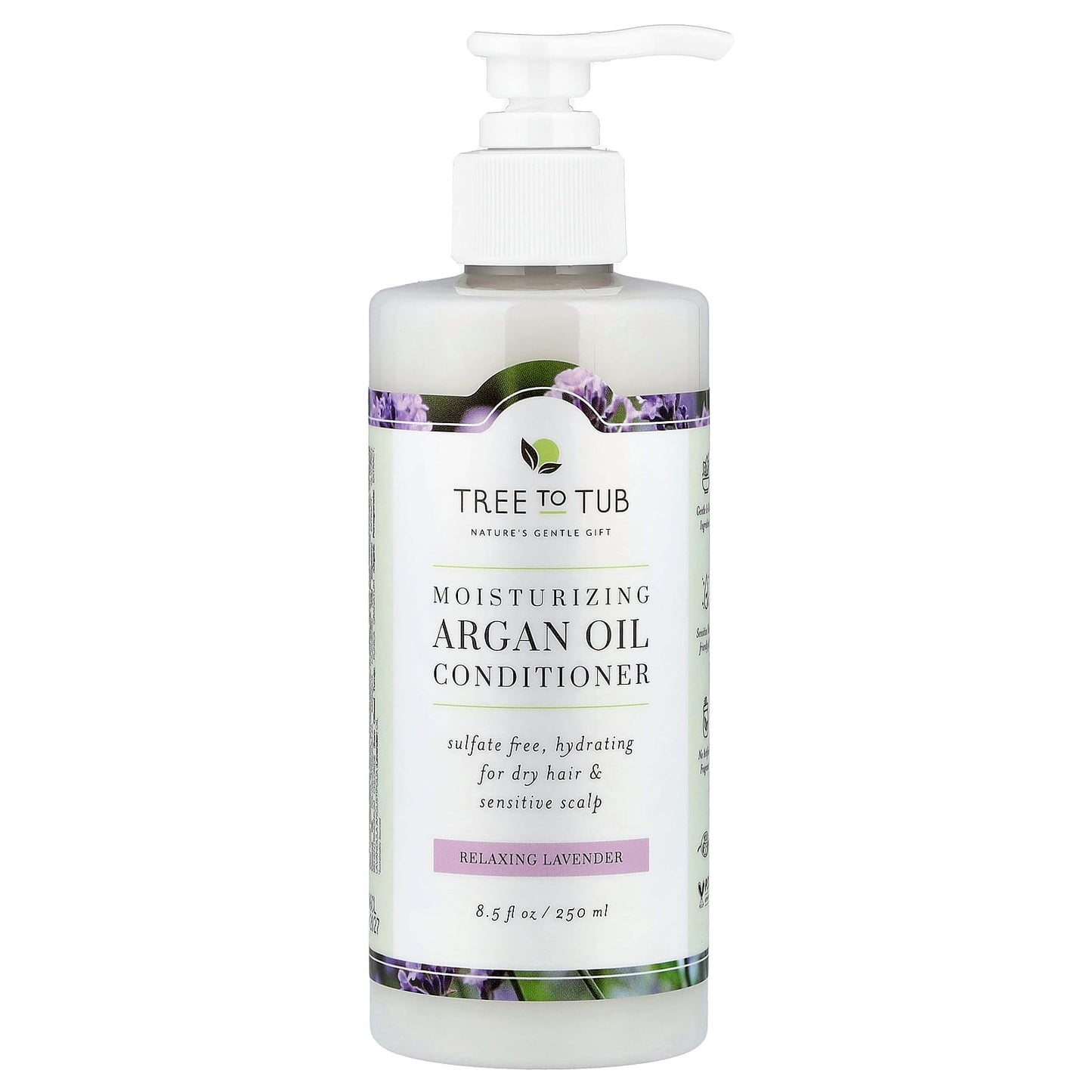 Tree To Tub, Moisturizing Argan Oil Conditioner, For Dry Hair & Sensitive Scalp, Relaxing Lavender , 8.5 fl oz (250 ml) - Image 1
