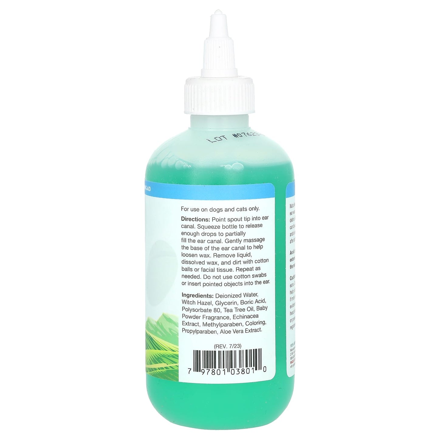 NaturVet, Ear Wash + Tea Tree Oil, For Dogs & Cats, Baby Powder Scent, 8 fl oz (236 ml) - Image 2