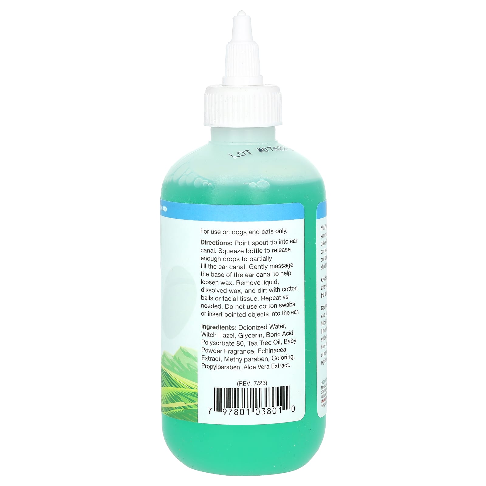 NaturVet, Ear Wash + Tea Tree Oil, For Dogs & Cats, Baby Powder Scent, 8 fl oz (236 ml) - Image 2