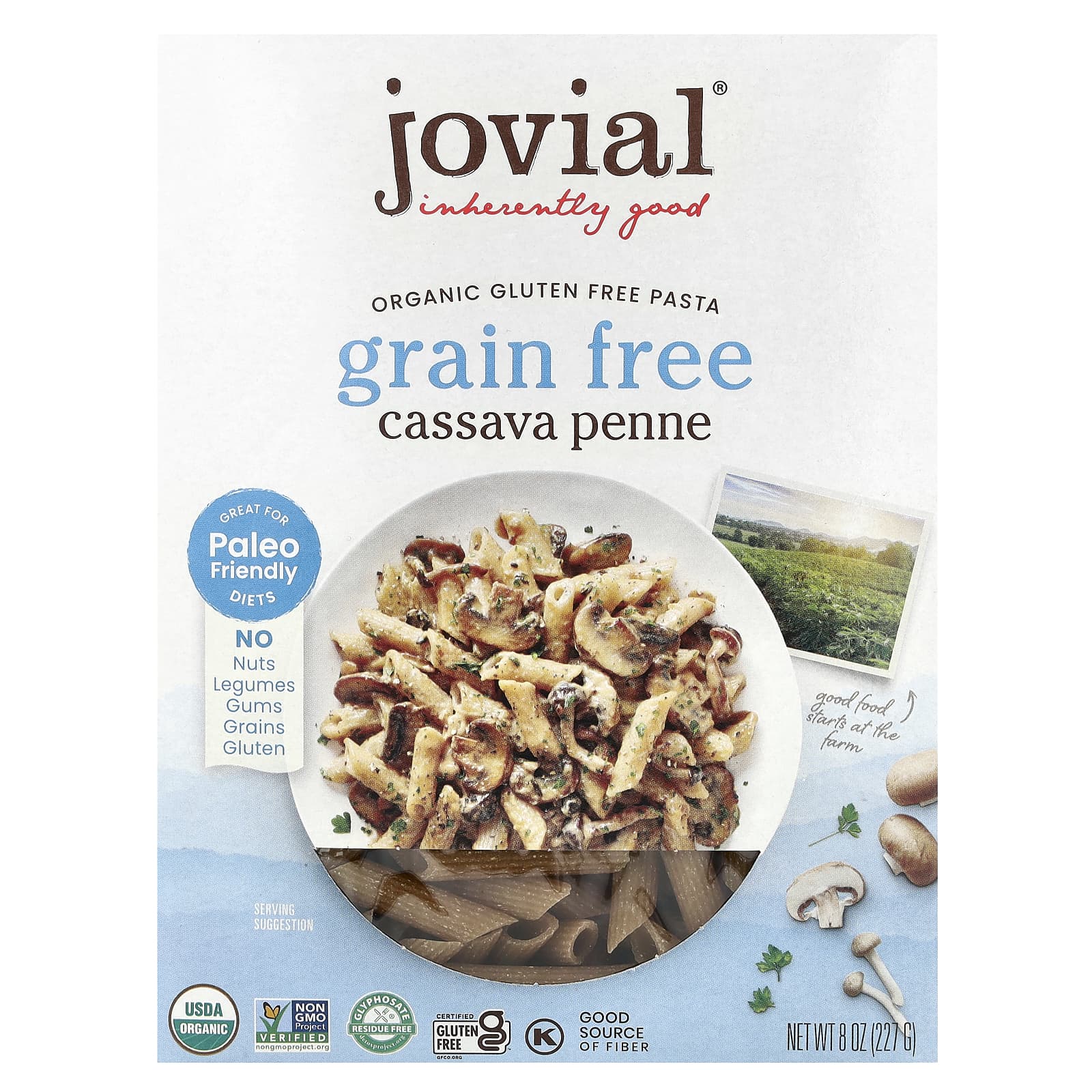 Jovial Organic Cassava Penne Pasta, Gluten Free, 8 oz (227g) - Image 1