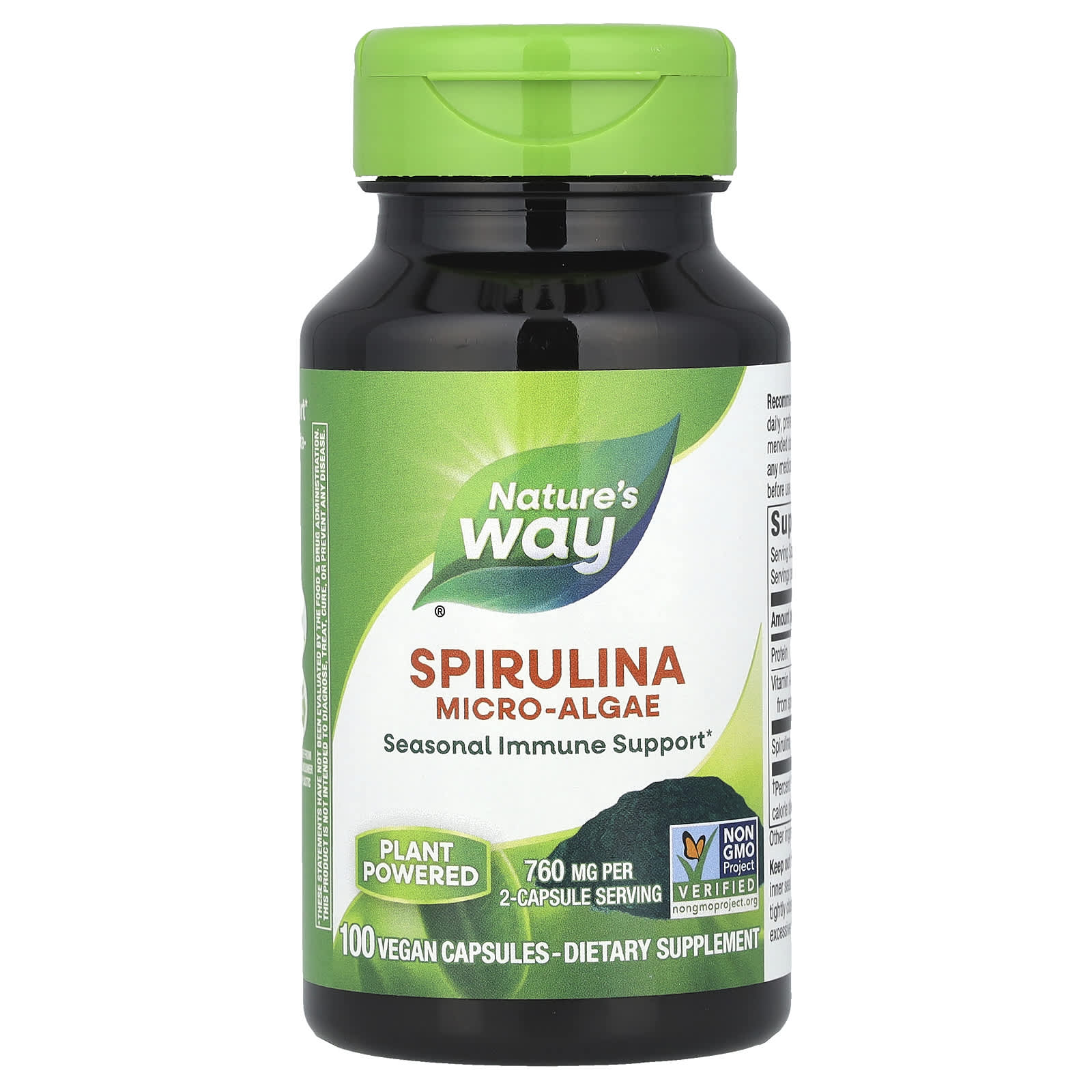 Nature's Way, Spirulina Micro-Algae, 100 Vegan Capsules - Image 1