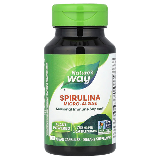 Nature's Way, Spirulina Micro-Algae, 100 Vegan Capsules - Image 1
