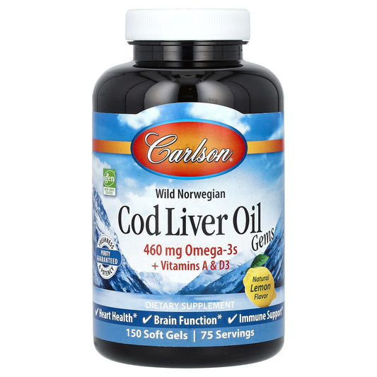 Wild Norwegian Cod Liver Oil Gems by Carlson - Omega-3s & Vitamins A D3 Supplement - Image 1