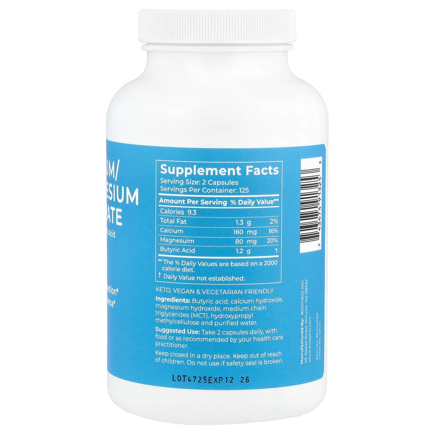 <strong>Support Gut Health with BodyBio Butyrate</strong> - 250 Capsules - Image 2