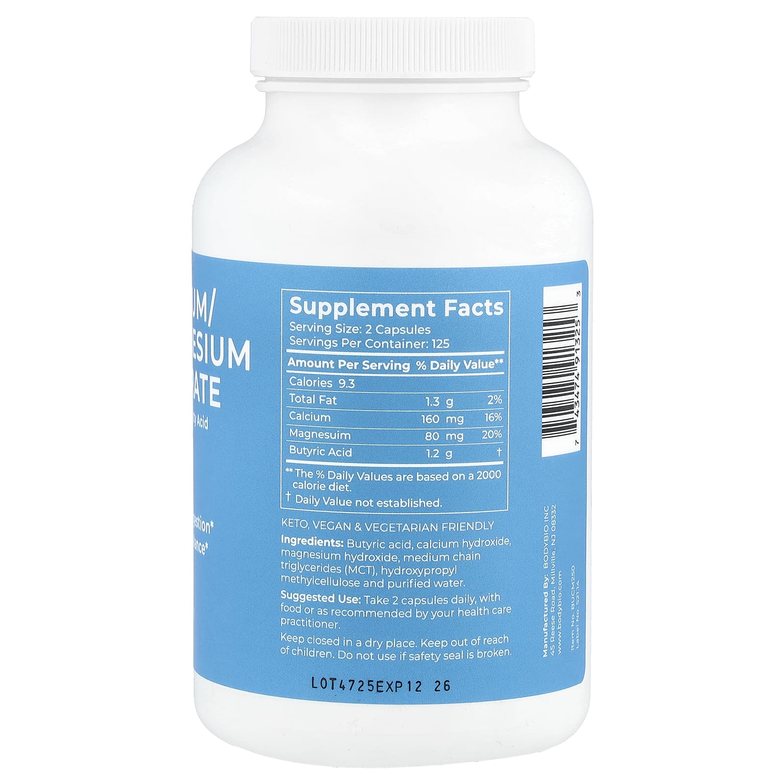 <strong>Support Gut Health with BodyBio Butyrate</strong> - 250 Capsules - Image 2