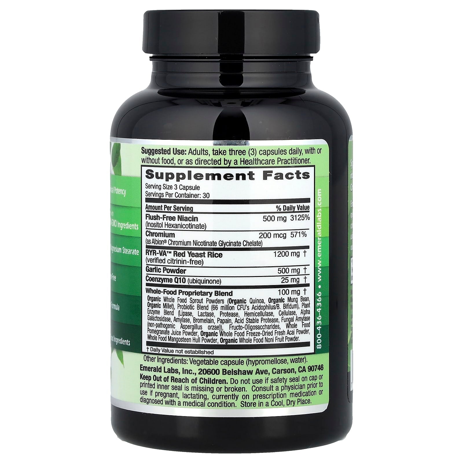 Emerald Laboratories Cholesterol Support Supplement, 90 Capsules - Image 2