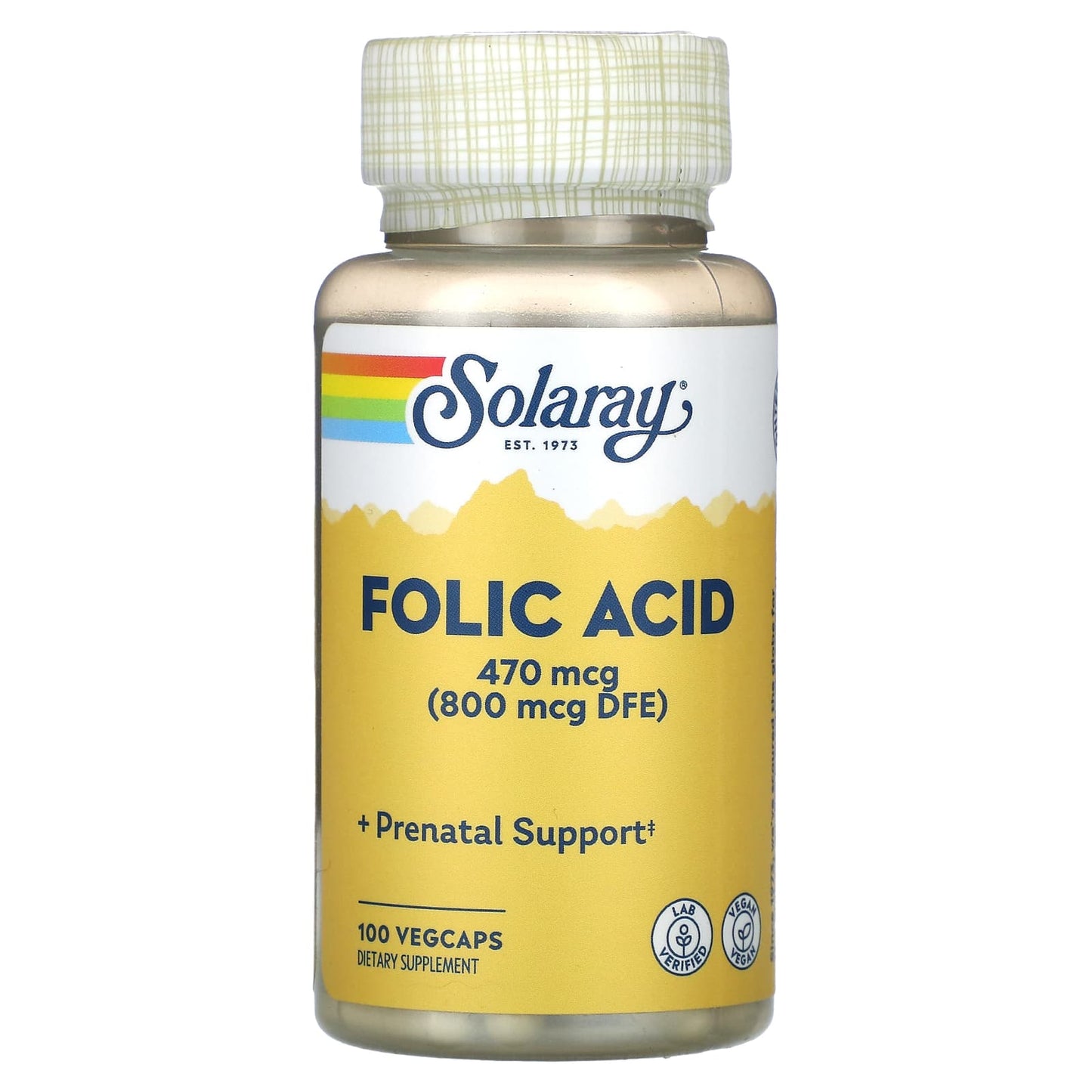 Solaray, Folic Acid, 470 mcg, 100 VegCaps - Image 1