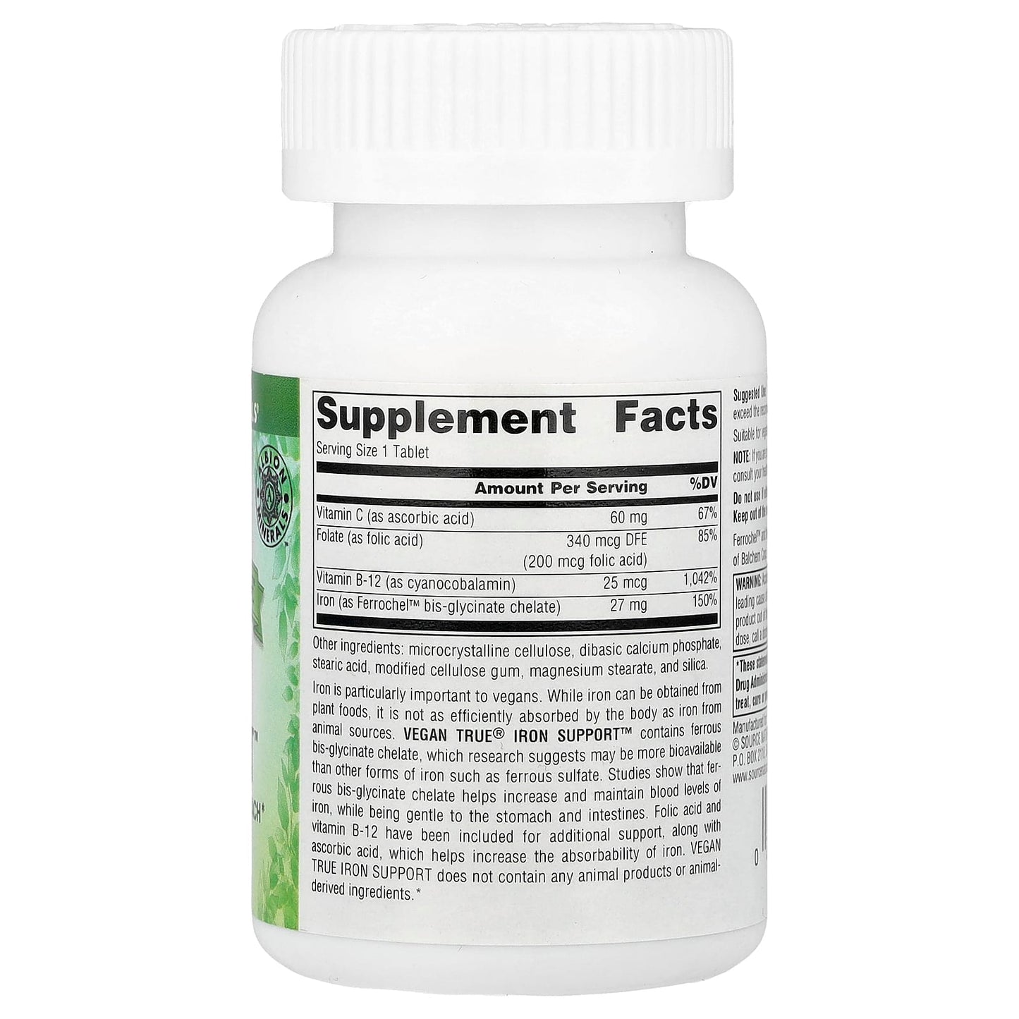 Source Naturals, Vegan True®, Iron Support™, 180 Tablets - Image 2