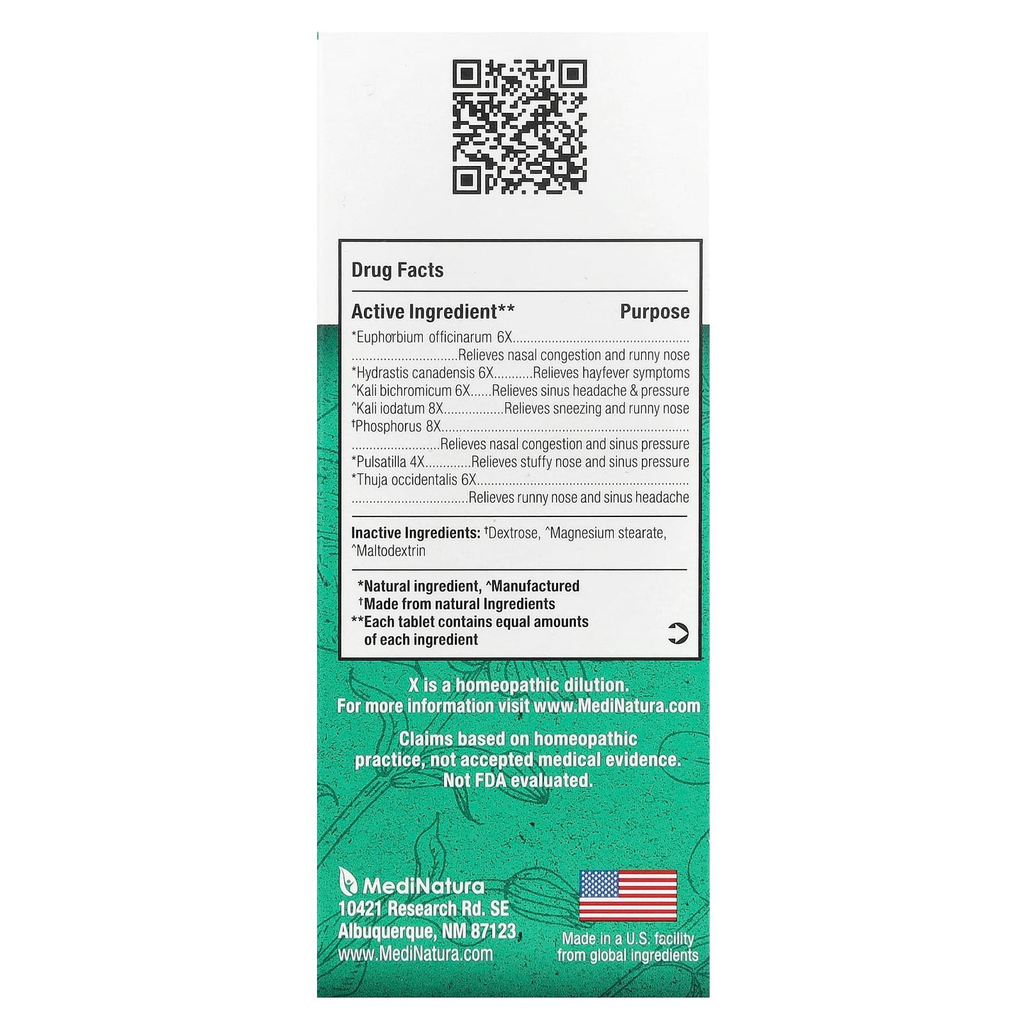 MediNatura, BHI, Sinus, 100 Tablets - Image 2