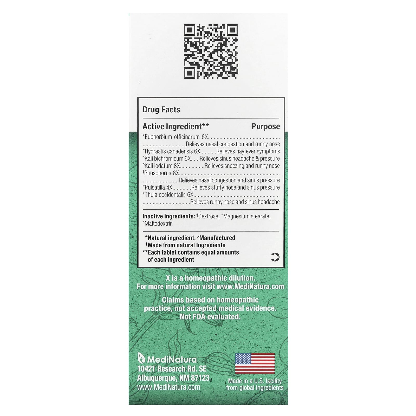 MediNatura, BHI, Sinus, 100 Tablets - Image 2