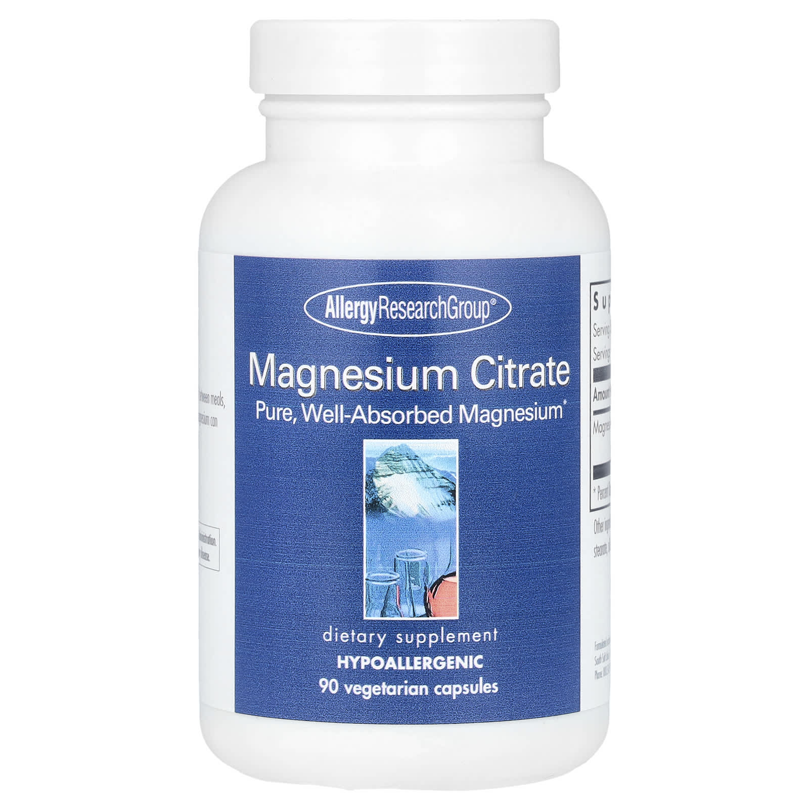 Magnesium Citrate Supplement by Allergy Research Group, 170mg per Capsule - Image 1